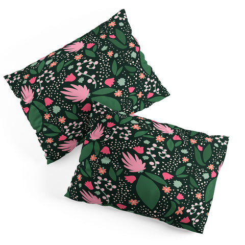 Valeria Frustaci Flowers pattern in pink and green Pillow Shams