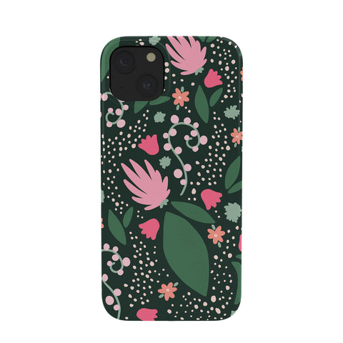 Valeria Frustaci Flowers pattern in pink and green Phone Case
