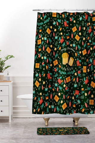 Valeria Frustaci Merry Christmas panettone Shower Curtain And Mat