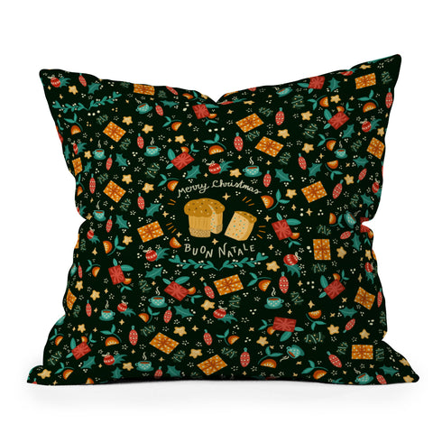 Valeria Frustaci Merry Christmas panettone Outdoor Throw Pillow