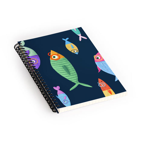 Valeria Frustaci Multicolor fishes blue Spiral Notebook