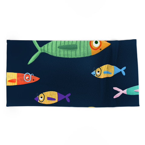 Valeria Frustaci Multicolor fishes blue Beach Towel