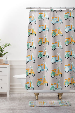Valeria Frustaci Vespa I Shower Curtain And Mat