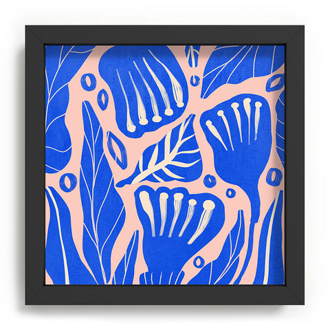 Viviana Gonzalez Abstract Floral Blue Recessed Framing Square