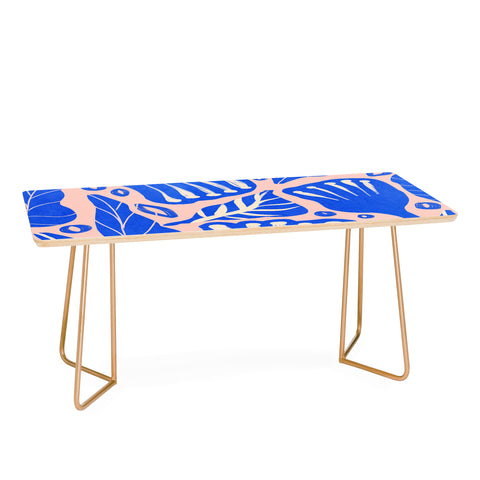 Viviana Gonzalez Abstract Floral Blue Coffee Table