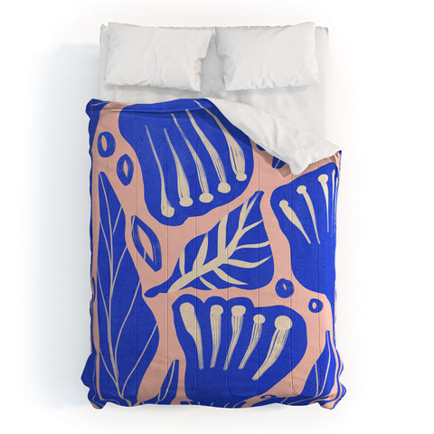 Viviana Gonzalez Abstract Floral Blue Comforter