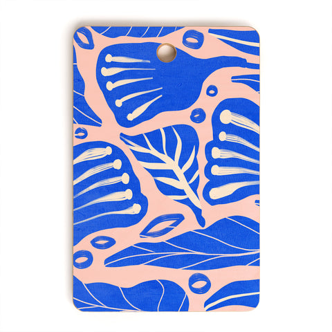 Viviana Gonzalez Abstract Floral Blue Cutting Board Rectangle
