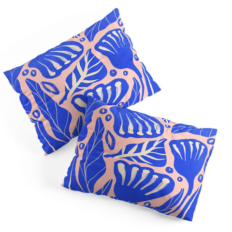 Viviana Gonzalez Abstract Floral Blue Pillow Shams