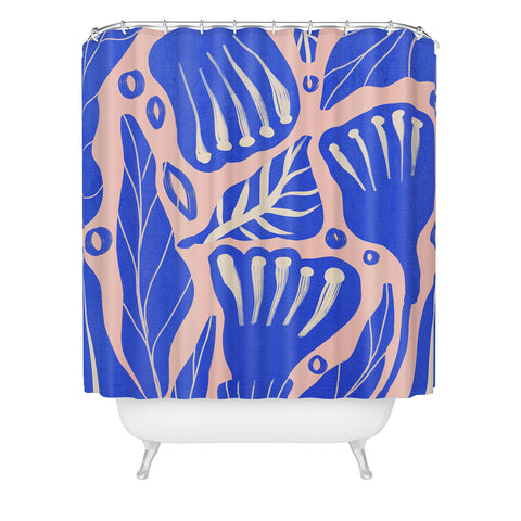 Viviana Gonzalez Abstract Floral Blue Shower Curtain