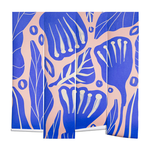 Viviana Gonzalez Abstract Floral Blue Wall Mural