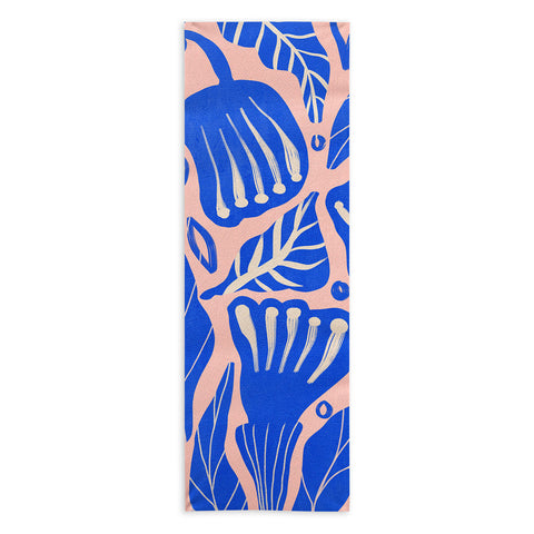 Viviana Gonzalez Abstract Floral Blue Yoga Towel