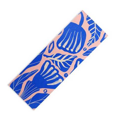 Viviana Gonzalez Abstract Floral Blue Yoga Mat