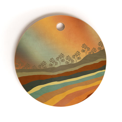 Viviana Gonzalez Abstract Retro Landscape 01 Cutting Board Round