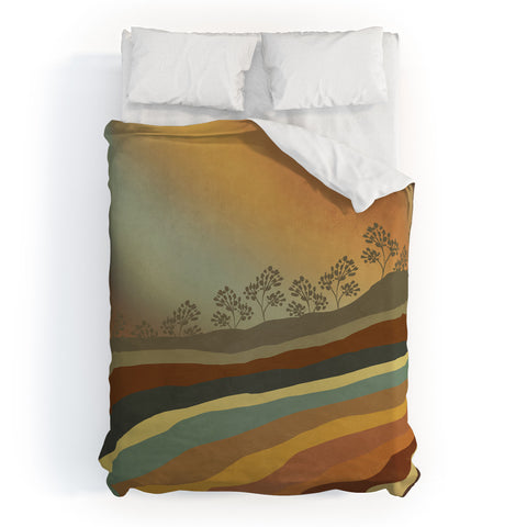 Viviana Gonzalez Abstract Retro Landscape 01 Duvet Cover