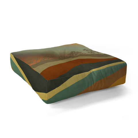 Viviana Gonzalez Abstract Retro Landscape 01 Floor Pillow Square