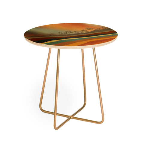Viviana Gonzalez Abstract Retro Landscape 01 Round Side Table