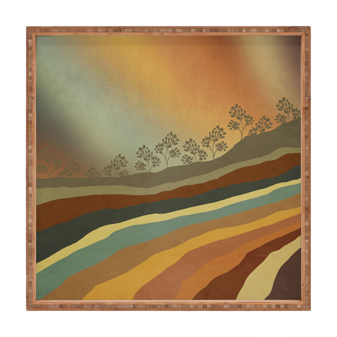 Viviana Gonzalez Abstract Retro Landscape 01 Square Tray