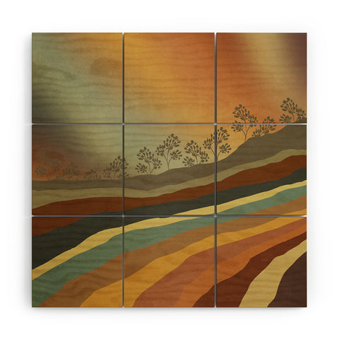 Viviana Gonzalez Abstract Retro Landscape 01 Wood Wall Mural