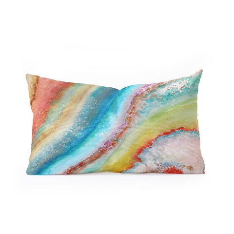 Viviana Gonzalez AGATE Inspired Watercolor Abstract 01 Oblong Throw Pillow