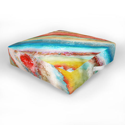 Viviana Gonzalez AGATE Inspired Watercolor Abstract 01 Outdoor Floor Cushion