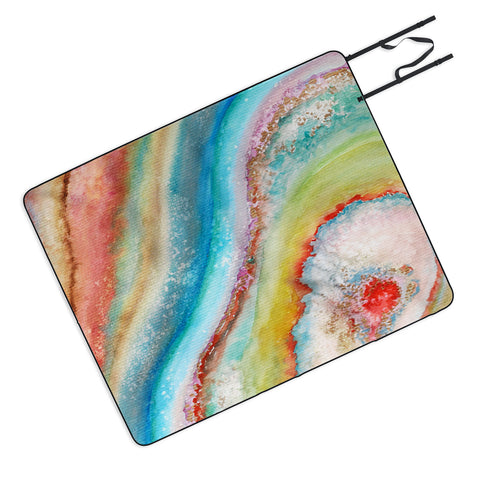 Viviana Gonzalez AGATE Inspired Watercolor Abstract 01 Picnic Blanket