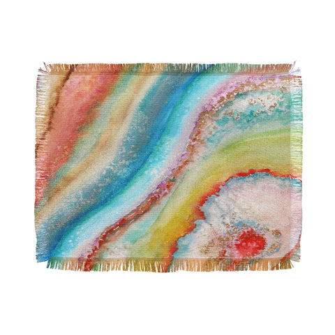 Viviana Gonzalez AGATE Inspired Watercolor Abstract 01 Throw Blanket