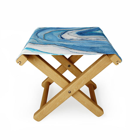 Viviana Gonzalez AGATE Inspired Watercolor Abstract 02 Folding Stool