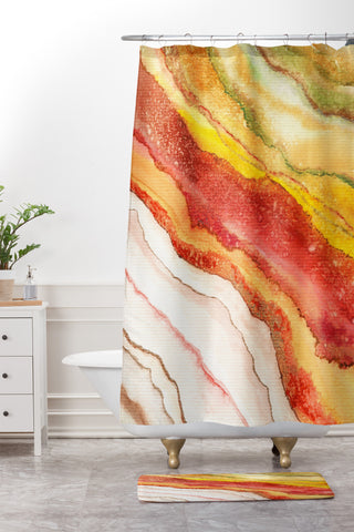 Viviana Gonzalez AGATE Inspired Watercolor Abstract 03 Shower Curtain And Mat