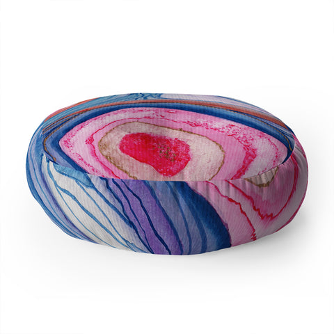 Viviana Gonzalez AGATE Inspired Watercolor Abstract 04 Floor Pillow Round