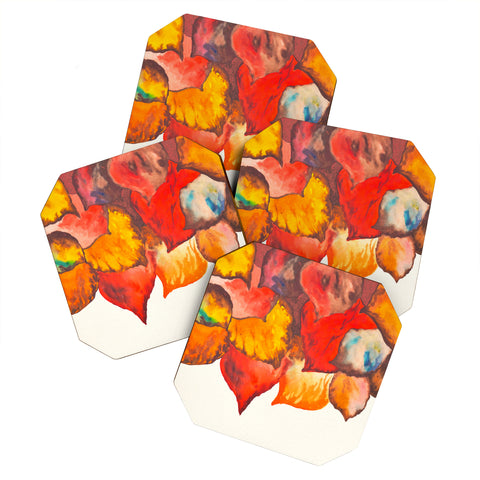 Viviana Gonzalez Autumn abstract watercolor 02 Coaster Set