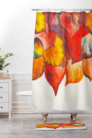 Viviana Gonzalez Autumn abstract watercolor 02 Shower Curtain And Mat