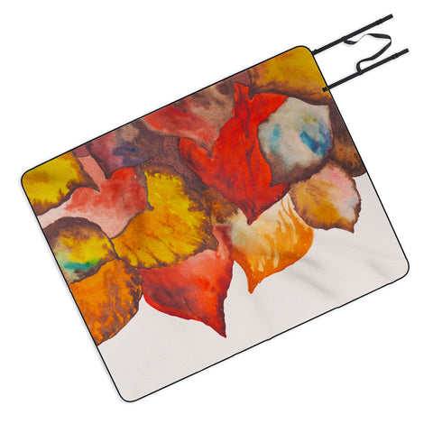 Viviana Gonzalez Autumn abstract watercolor 02 Picnic Blanket