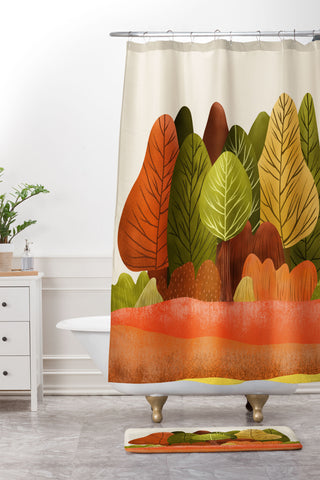 Viviana Gonzalez Autumn landscape 1 Shower Curtain And Mat