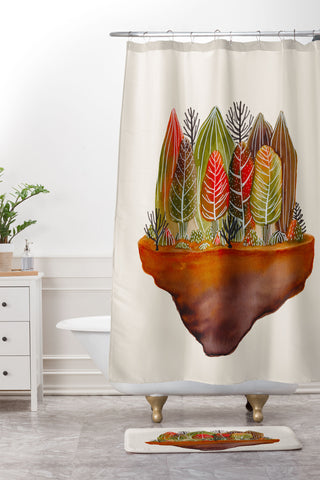 Viviana Gonzalez Autumn landscape 3 Shower Curtain And Mat