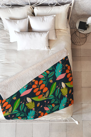 Viviana Gonzalez Botanic Floral 1 Fleece Throw Blanket