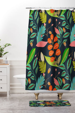 Viviana Gonzalez Botanic Floral 1 Shower Curtain And Mat