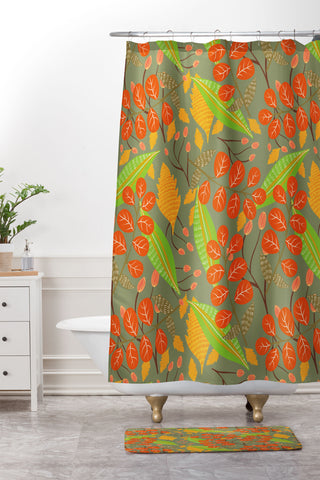 Viviana Gonzalez Botanic Floral 4 Shower Curtain And Mat