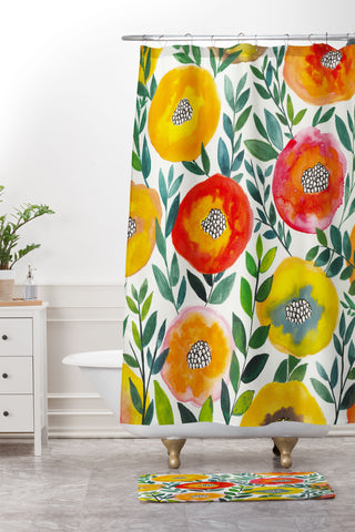 Viviana Gonzalez Botanic Floral 5 Shower Curtain And Mat