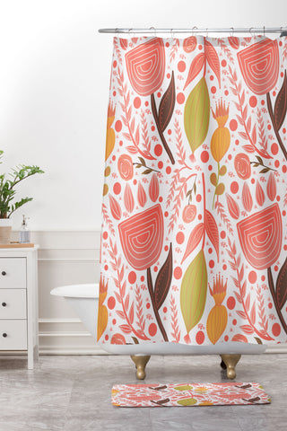 Viviana Gonzalez Botanic Floral 7 Shower Curtain And Mat