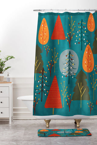 Viviana Gonzalez Decor Modern Christmas 1 Shower Curtain And Mat