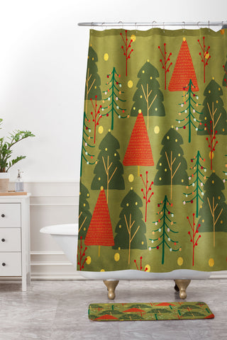 Viviana Gonzalez Decor Modern Christmas 3 Shower Curtain And Mat