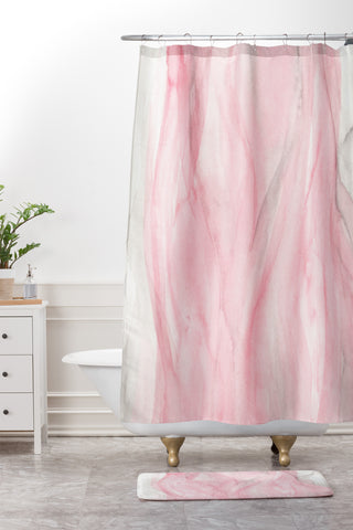Viviana Gonzalez Delicate pink waves Shower Curtain And Mat