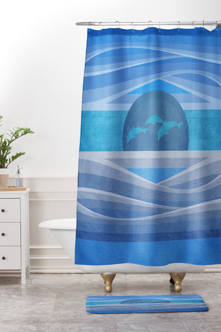 Viviana Gonzalez Dolphins Love Shower Curtain And Mat