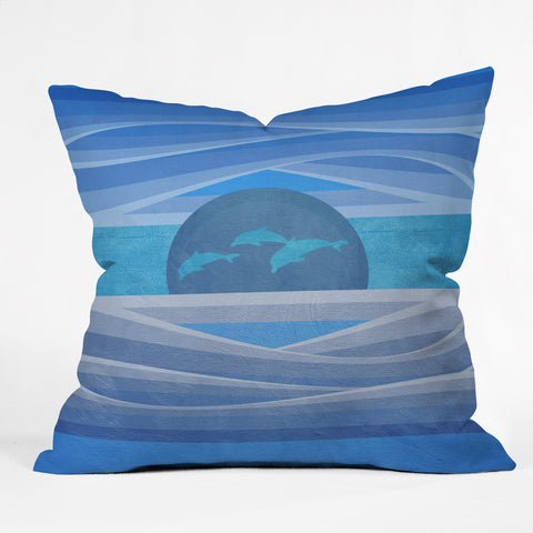 Viviana Gonzalez Dolphins Love Outdoor Throw Pillow