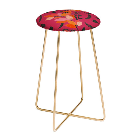 Viviana Gonzalez Floral Magenta vibes 01 Counter Stool