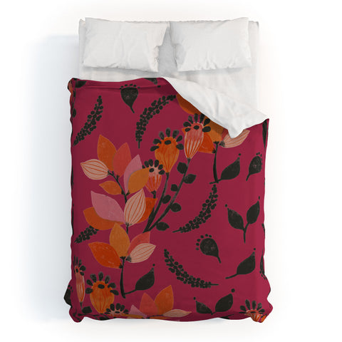 Viviana Gonzalez Floral Magenta vibes 01 Duvet Cover