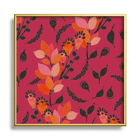 Viviana Gonzalez Floral Magenta vibes 01 Square Metal Framed Art Print
