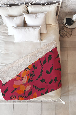 Viviana Gonzalez Floral Magenta vibes 01 Fleece Throw Blanket