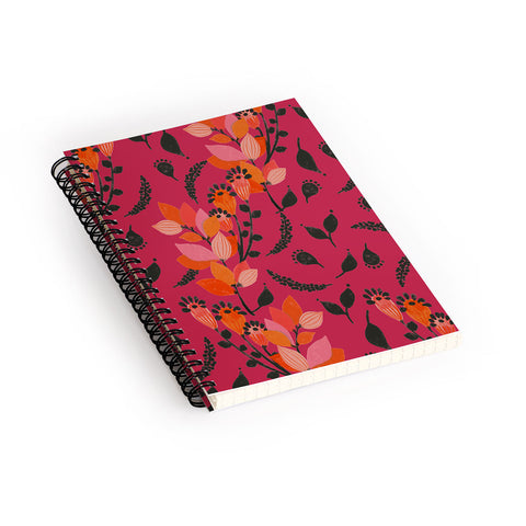 Viviana Gonzalez Floral Magenta vibes 01 Spiral Notebook
