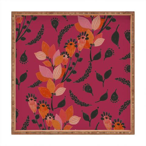 Viviana Gonzalez Floral Magenta vibes 01 Square Tray